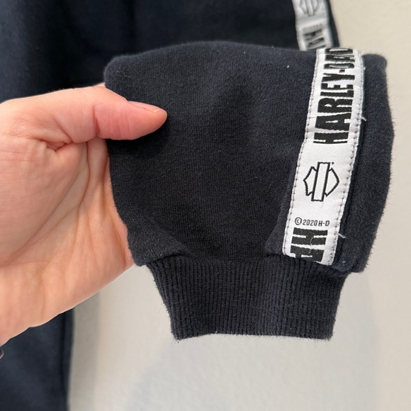 Harley-Davidson Kids Black Joggers with White Logo Stripes Size 24M - Picture 3 of 6
